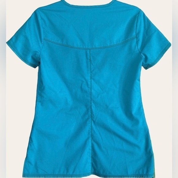 DICKIES Solid Turquoise V-Neck Scrub Top, SizeX-small, GUC. - Picture 8 of 8